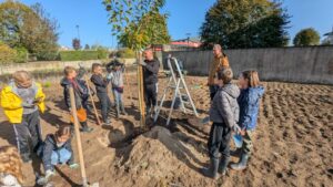 “Végétalisation de la cour d’école, année 2” …  Aménagement de la zone enherbée