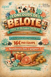 Grand concours de belote de l&rsquo;APEL : à vos cartes !